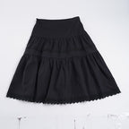 Damen eleganter gestufter Rock mit Spitzendetails EB