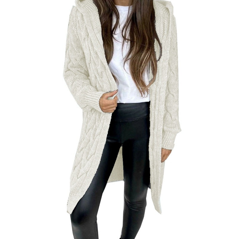 Damen Langstrickmantel aus Kabelstrick EB