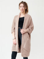 Damen kuscheliger Strickmantel mit großen Taschen und lässigem Schnitt EB