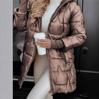Damen Integrierte Kapuzenjacke mit steppendem Design EB