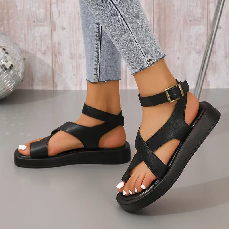 Damen Bequeme Riemchen-Sandalen mit ergonomischer Fußbett und flexiblem Riemendesign EB