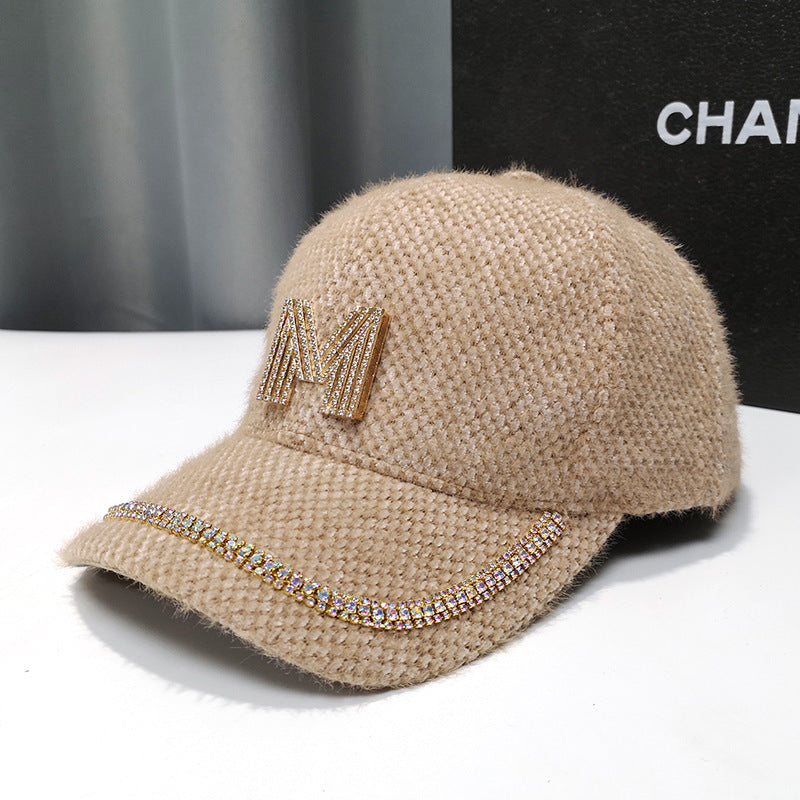 Luxuriöse, verzierte Fleece-Baseballkappe für Damen