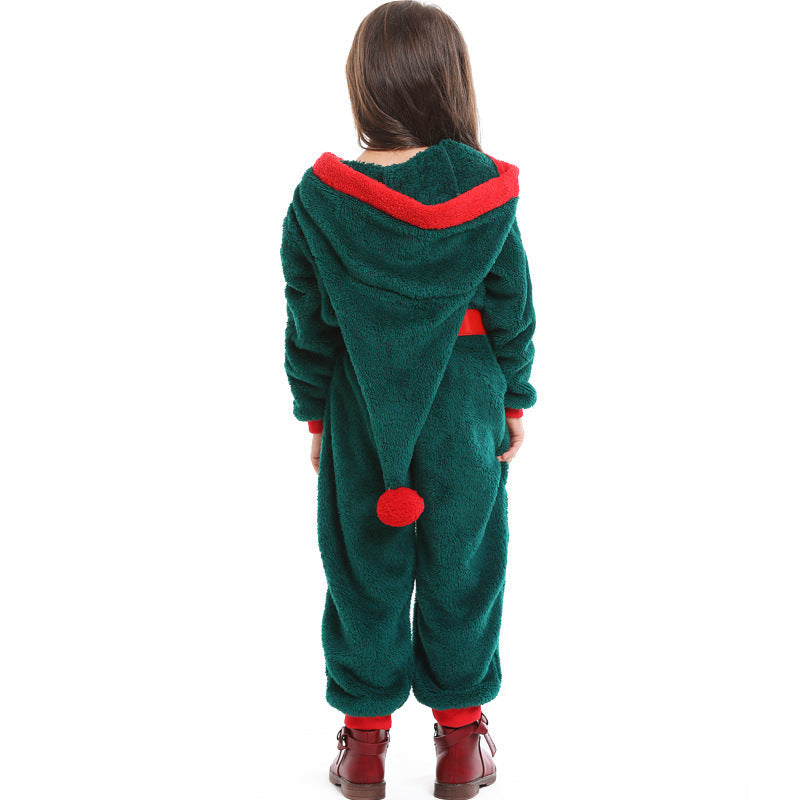 Gemütlicher Weihnachts-Overall für Mädchen mit Kapuze und Gürtel