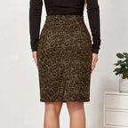 Damen Bleistiftrock mit Leoparddruck EB