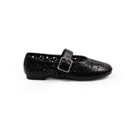 Damen Ballerinas mit floralen Lochmuster und verstellbarem Riemen EB
