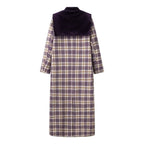 Damen Karierter Trenchcoat mit luxuriösen Veloursdetails EB