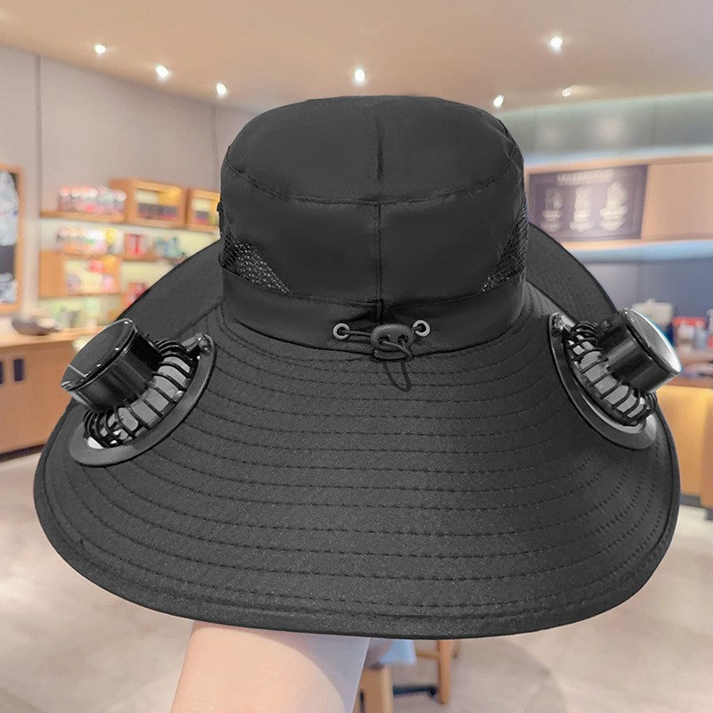 Ventilated Sun Hat with Battery Fans