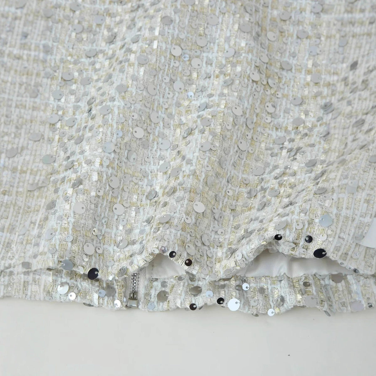 Damen Glitzernde Jacke mit Rundhalsausschnitt und verstecktem Reißverschluss EB