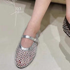 Damen elegante Ballerina mit funkelnder Strassverzierung EB