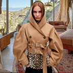 Damen Innovative Utility-Jacke mit weit geschnittenen Ärmeln und Gürtel EB
