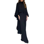 Eleganter Damen-Jumpsuit mit Cape-Rüsche und weitem Palazzo-Bein