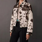 Damen Denim-Jacke im lässigen Cow-Print mit strukturierten Akzenten EB