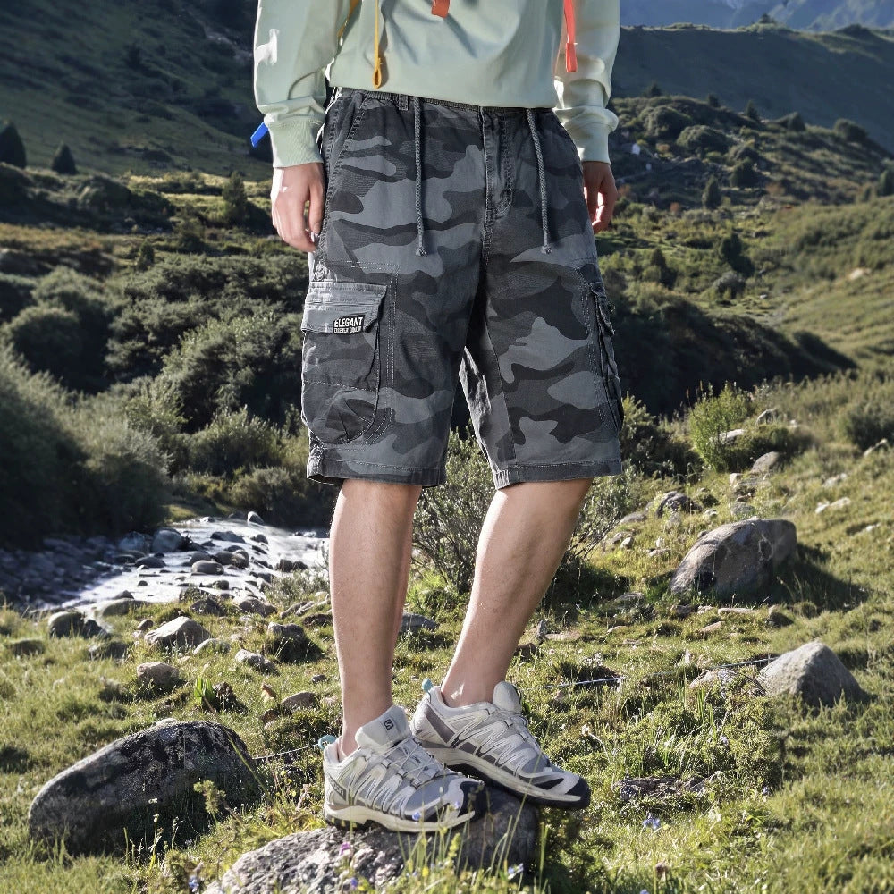 Herren-Camouflage-Cargo-Shorts mit elastischem Bund