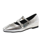 Damen Ballerina mit modischen Schnallen und elegantem Durchbruchdesign EB