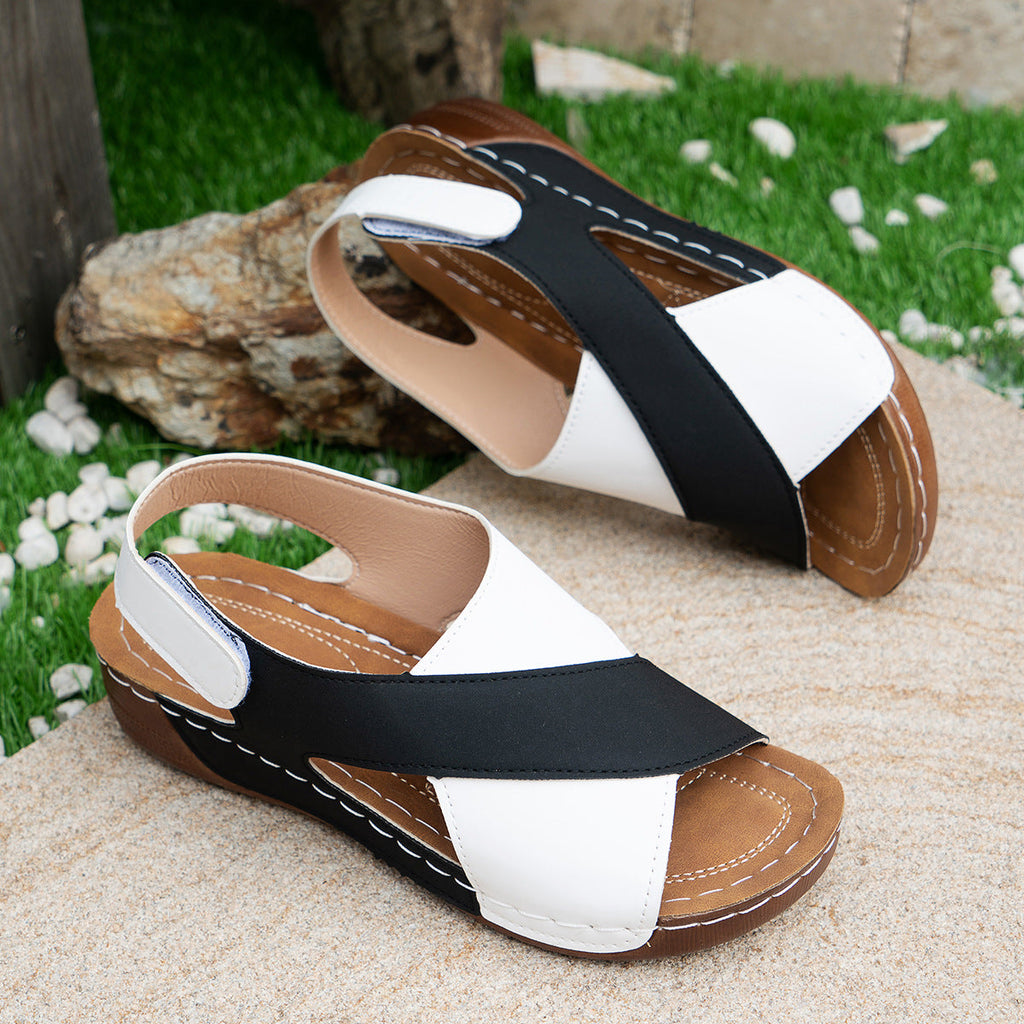 Damen Bequeme Sandalen mit geflochtenem Riemen und bequemem Fußbett EB