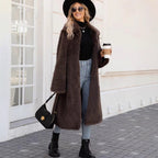 Damen Flauschiger Oversized-Mantel mit modernem Schnitt EB