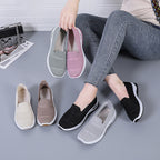 Damen Bequeme Slip-On Freizeitschuhe mit luftdurchlässigem Strickoberteil EB