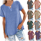 Damen hochwertiges T-Shirt mit Knopfdetail und lockerem Schnitt EB