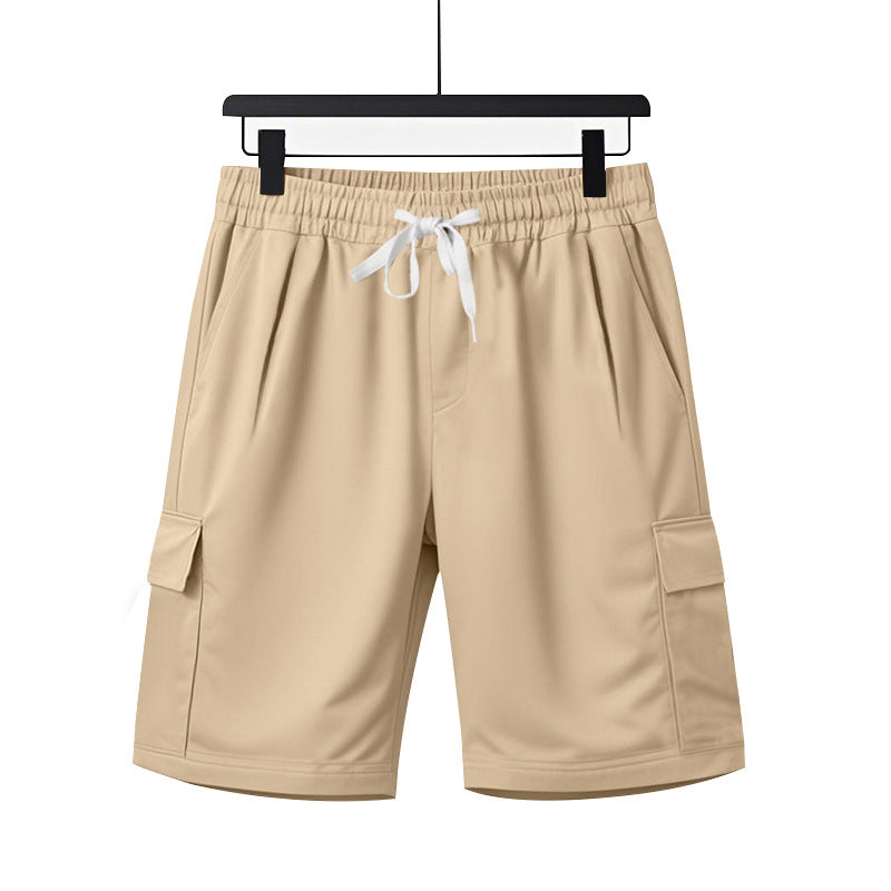 Elastische Cargo-Bermudashorts für Herren mit Kordelzug und Taschen