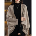 Damen Großer Strickponcho mit modernem Rautenmuster EB