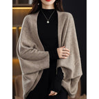 Damen Großer Strickponcho mit modernem Rautenmuster EB