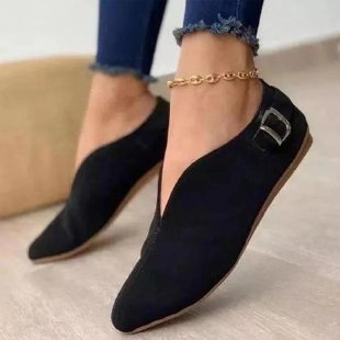 Damen Ballerinas mit modischer Schnallen-Applikation EB
