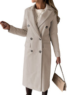 Damen eleganter Doppelreiher-Mantel mit modernem Schnitt und Taschen EB