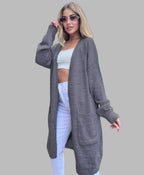 Damen Grobstrick-Cardigan mit großzügigen Taschen und offenem Schnitt EB