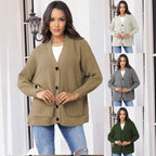 Damen Grober Strickcardigan mit praktischen Taschen und eleganten Knopfdetails EB
