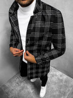 Damen eleganter Trenchcoat mit feinem Karo-Muster und tailliertem Schnitt EB