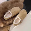 Damen bequeme Filzclogs mit weichem Kunstfellfutter und modischem Schnallenverschluss EB