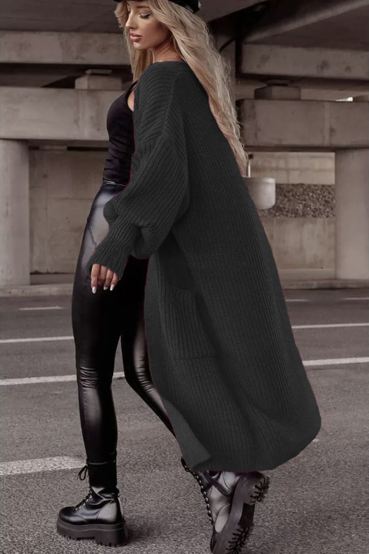Damen Grobstrickmantel im lässigen Oversized-Stil mit tiefen Taschen EB