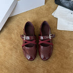 Damen Bequeme Ballerinas mit verstellbarem Riemchen und modischem Metallic-Finish EB