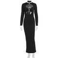 Damen Elegantes Maxikleid mit hochgeschlossenem Dekolleté und raffinierten Cut-Outs EB