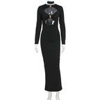 Damen Elegantes Maxikleid mit hochgeschlossenem Dekolleté und raffinierten Cut-Outs EB