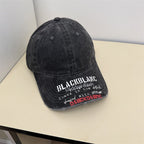 Distressed Denim-Baseballkappe mit Grafik für Herren