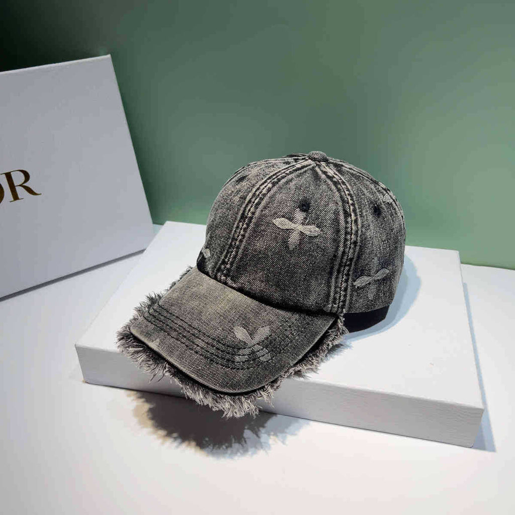 Unisex Distressed Denim Frayed Cap