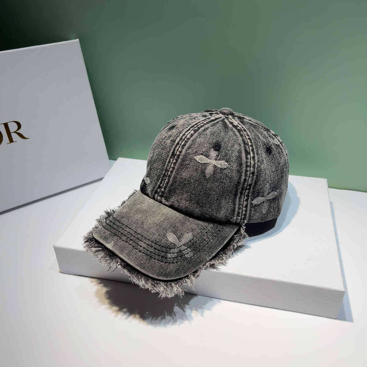 Unisex Distressed Denim Frayed Cap