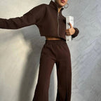 Damen Cropped Fleece-Jacke mit Reißverschluss EB