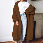 Damen Grobstrickmantel mit voluminösen Ärmeln und lässigem Schnitt EB