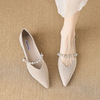 Damen Ballerinas mit modischer Perlen-Schnalle EB