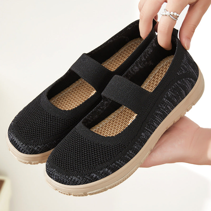 Damen Bequeme und atmungsaktive Freizeitschuhe mit elastischem Riemen EB