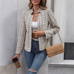 Damen Blazerjacke aus Tweed mit strukturiertem Muster EB