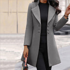 Damen schicker taillierter Wintermantel mit eleganten Knöpfen EB