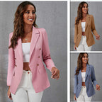 Damen eleganter Blazer mit doppelter Knopfleiste und seitlichen Taschen EB