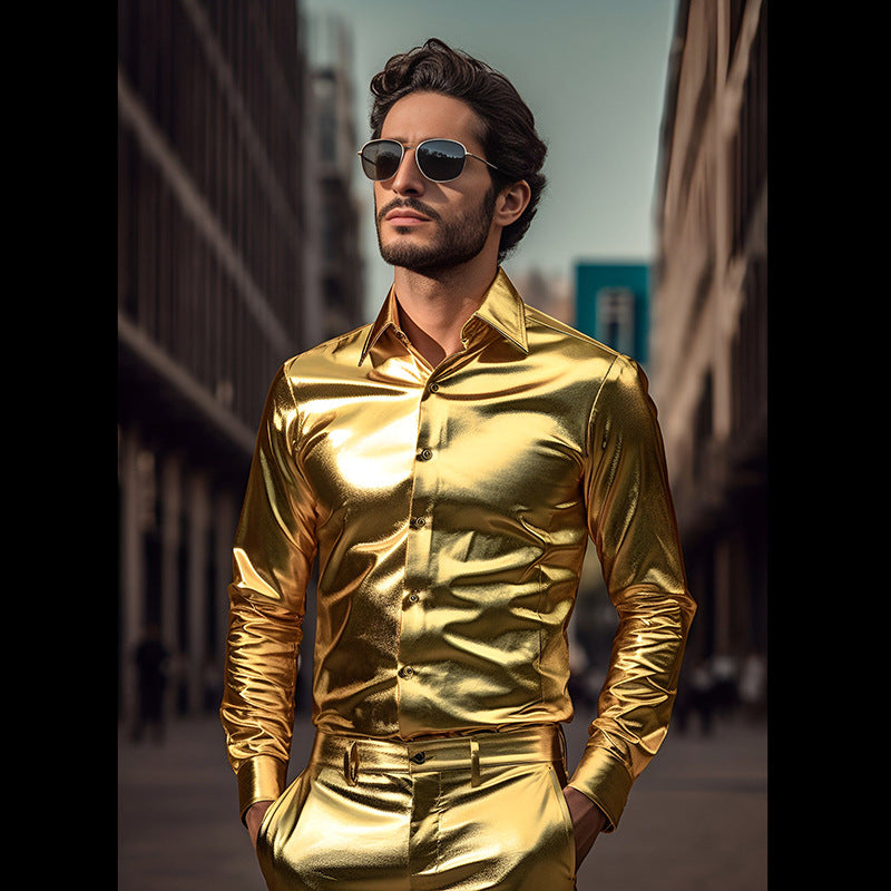 Herren elegantes Hochglanzhemd im modernen Design EB