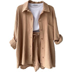 Lässiges Oversized-Shirt und Shorts-Set für Damen