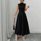 Damen Elegantes Maxikleid mit Plissee-Details EB
