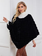 Damen Flauschiger Kunstpelzponcho mit strukturiertem Design und weichem Innenfutter EB