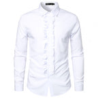 Herren elegantes Rüschenhemd mit modernem Schnitt EB